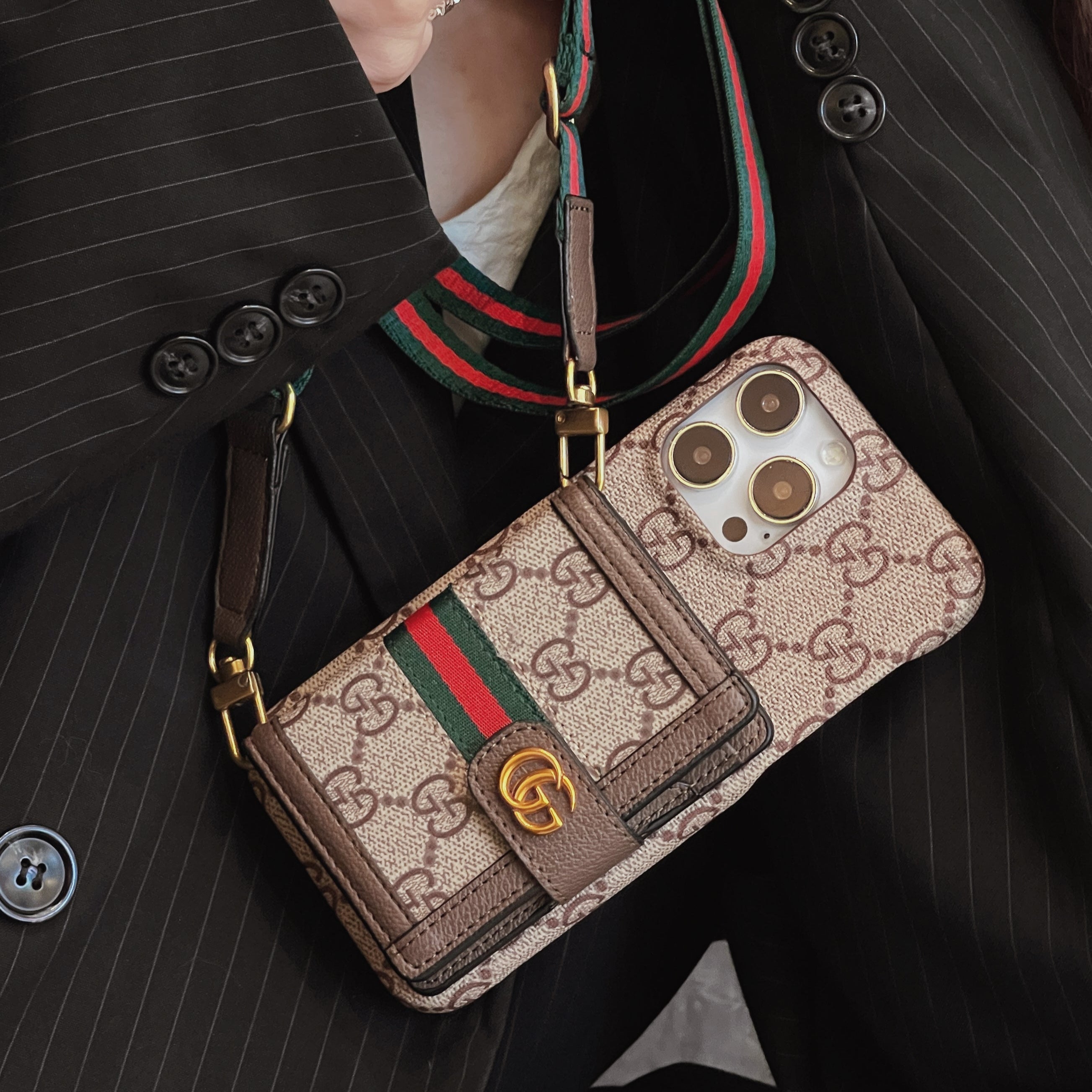 Ophidia Leather Wallet Crossbody iPhone Case