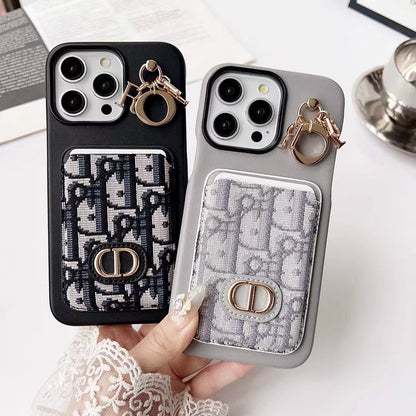 Luxury iPhone Case with Pocket Card Holder & Chain