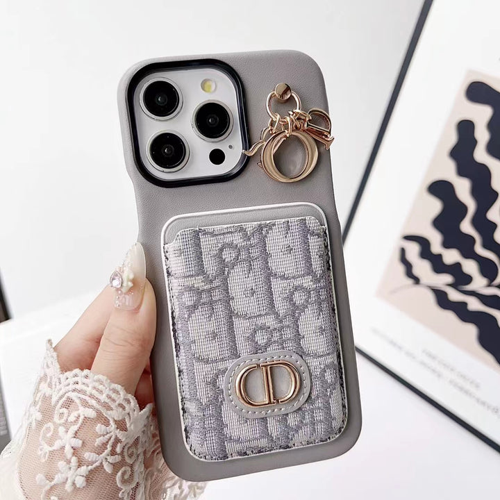 Luxury iPhone Case with Pocket Card Holder & Chain