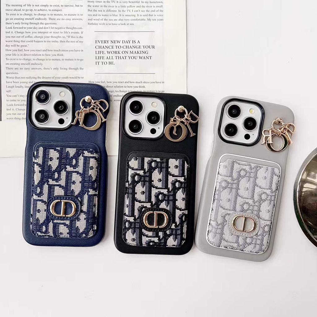 Luxury iPhone Case with Pocket Card Holder & Chain