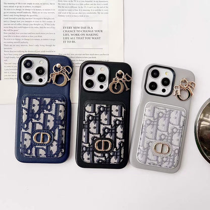 Luxury iPhone Case with Pocket Card Holder & Chain