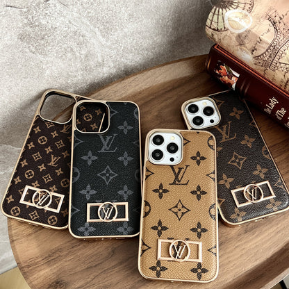 MONOGRAM CANVAS LEATHER PREMIUM ELECTROPLATING FOR IPHONE