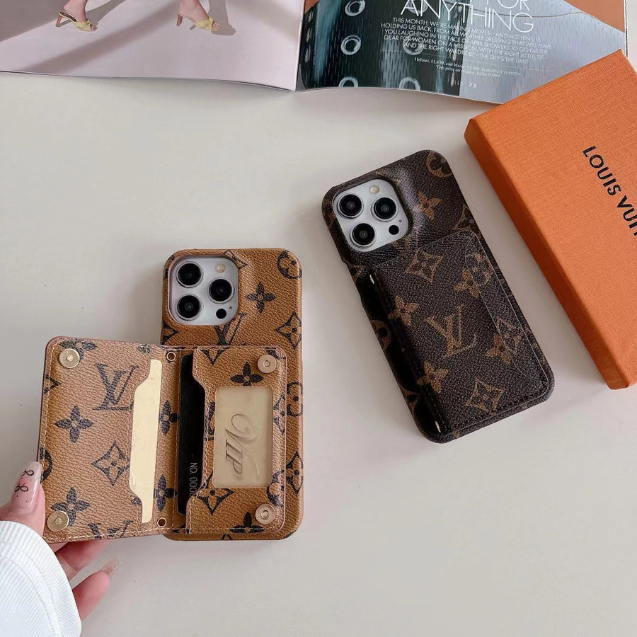 LV Monogram iPhone Case Luxury Edition with Card Holder