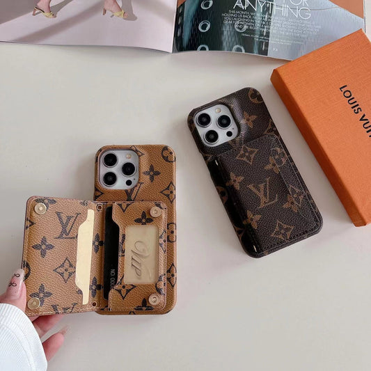 LV Monogram iPhone Case Luxury Edition with Card Holder