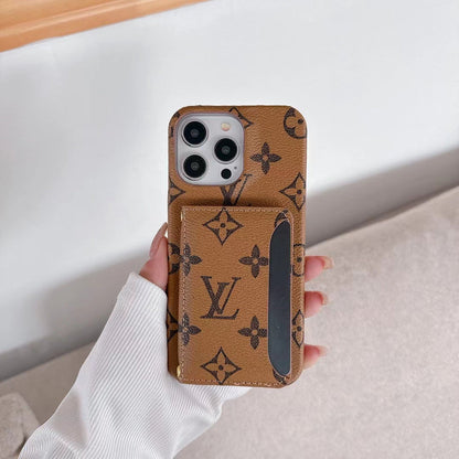 LV Monogram iPhone Case Luxury Edition with Card Holder