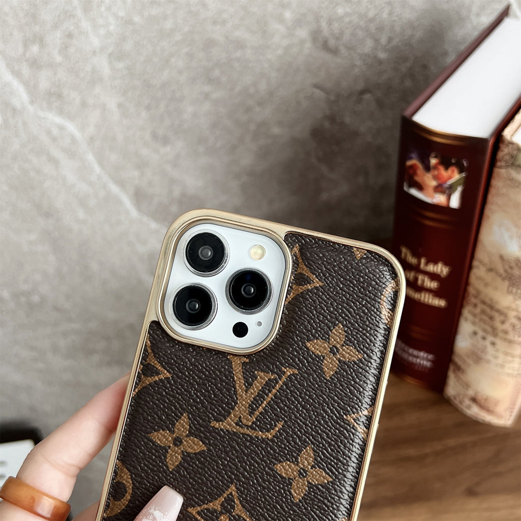 MONOGRAM CANVAS LEATHER PREMIUM ELECTROPLATING FOR IPHONE