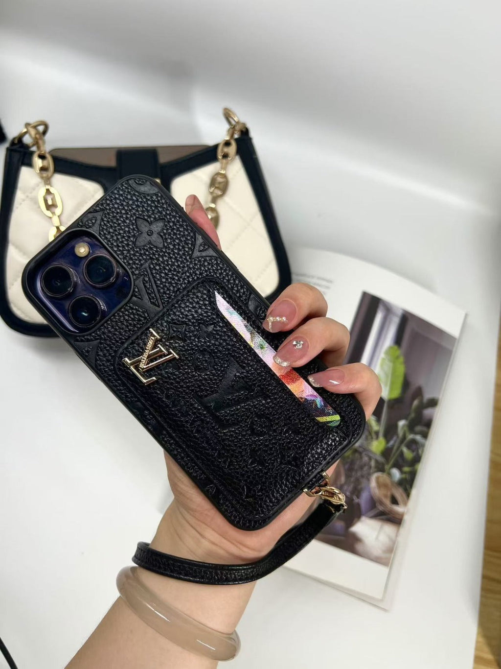 Luxe Card Holder Strap Case – Inspired Elegance for iPhone