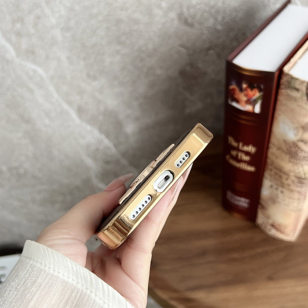 MONOGRAM CANVAS LEATHER PREMIUM ELECTROPLATING FOR IPHONE