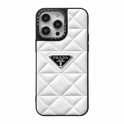 PD Diamond Goose Down Metal Triangle Label iPhone Case