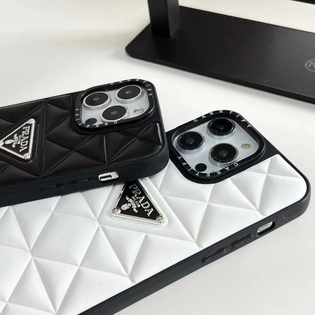 PD Diamond Goose Down Metal Triangle Label iPhone Case