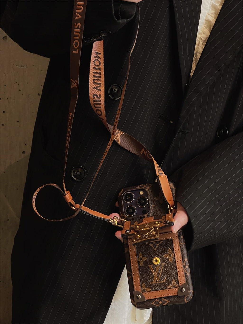 Canvas Leather Wallet Card Holder Crossbody iPhone Case